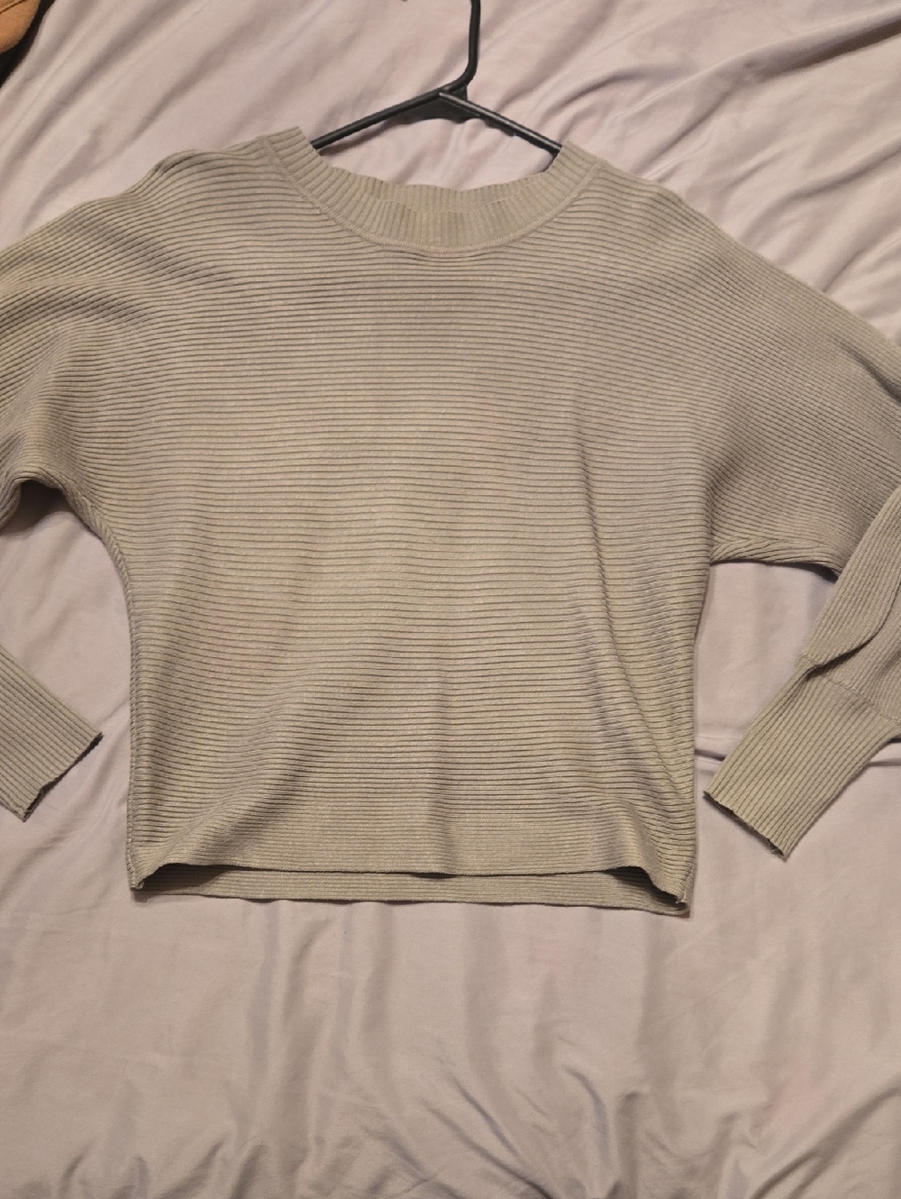 Pink Rose Light Beige Ribbed Crewneck Sweater